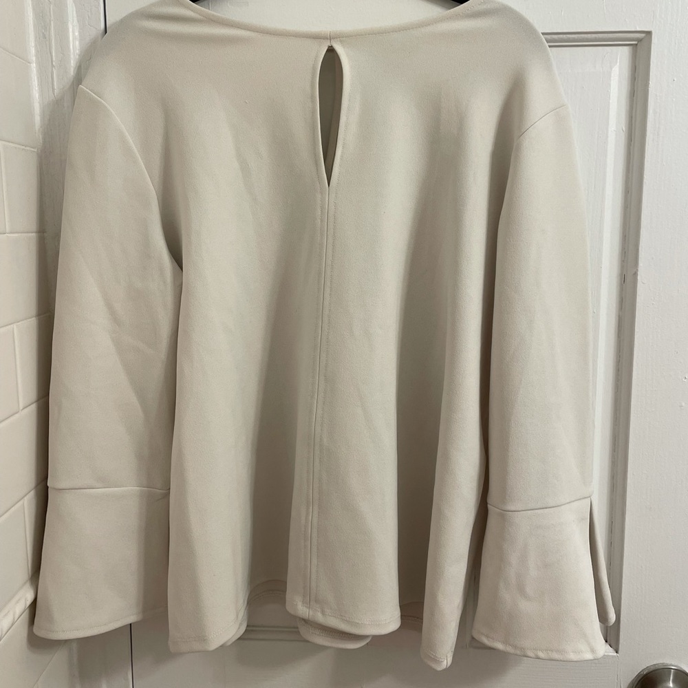 H&M Ivory Key Hole Business Blouse - Bell Sleeve